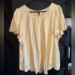 Lauren Conrad Light Yellow Sleeveless Blouse Lace Detail Size XXL